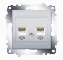 Изображение товара ABB Cosmo Алюминий Розетка TF 2-ая (RJ 11 + RJ 11)