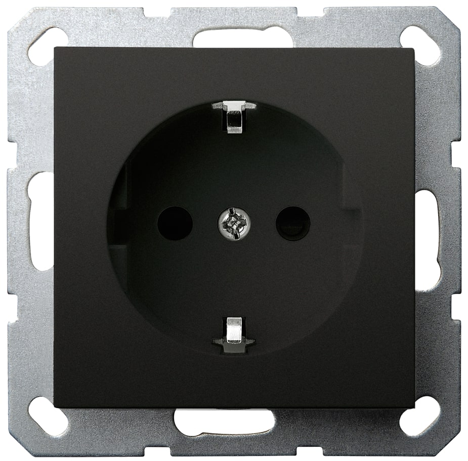 Изображение товара Jasmart G Черный матовый Розетка с/з со шторками 16A 250V~