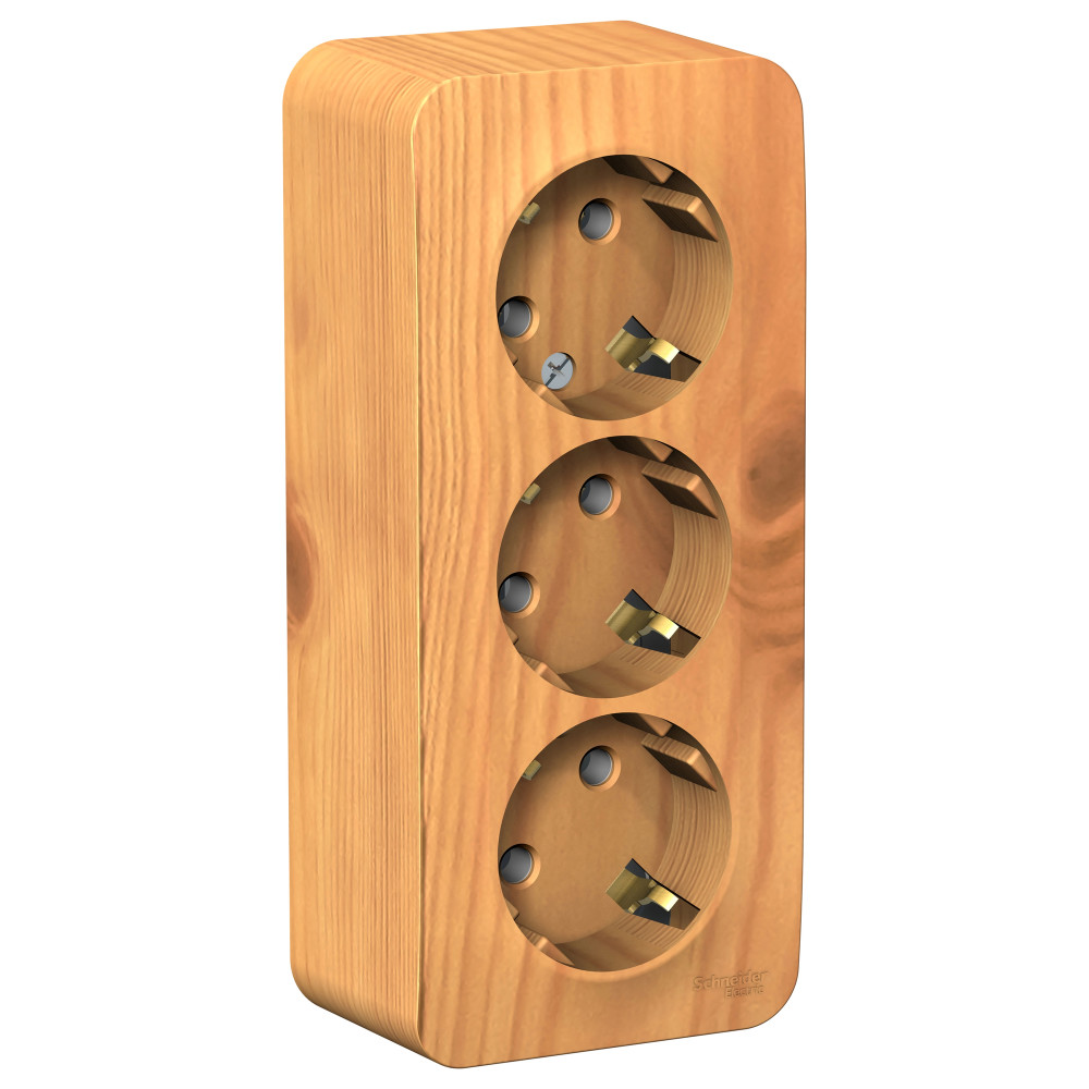 Изображение товара Systeme Electric Blanca наруж Ясень Розетка 3-ая с/з без шторок 16А, 250В, изолир. пластина