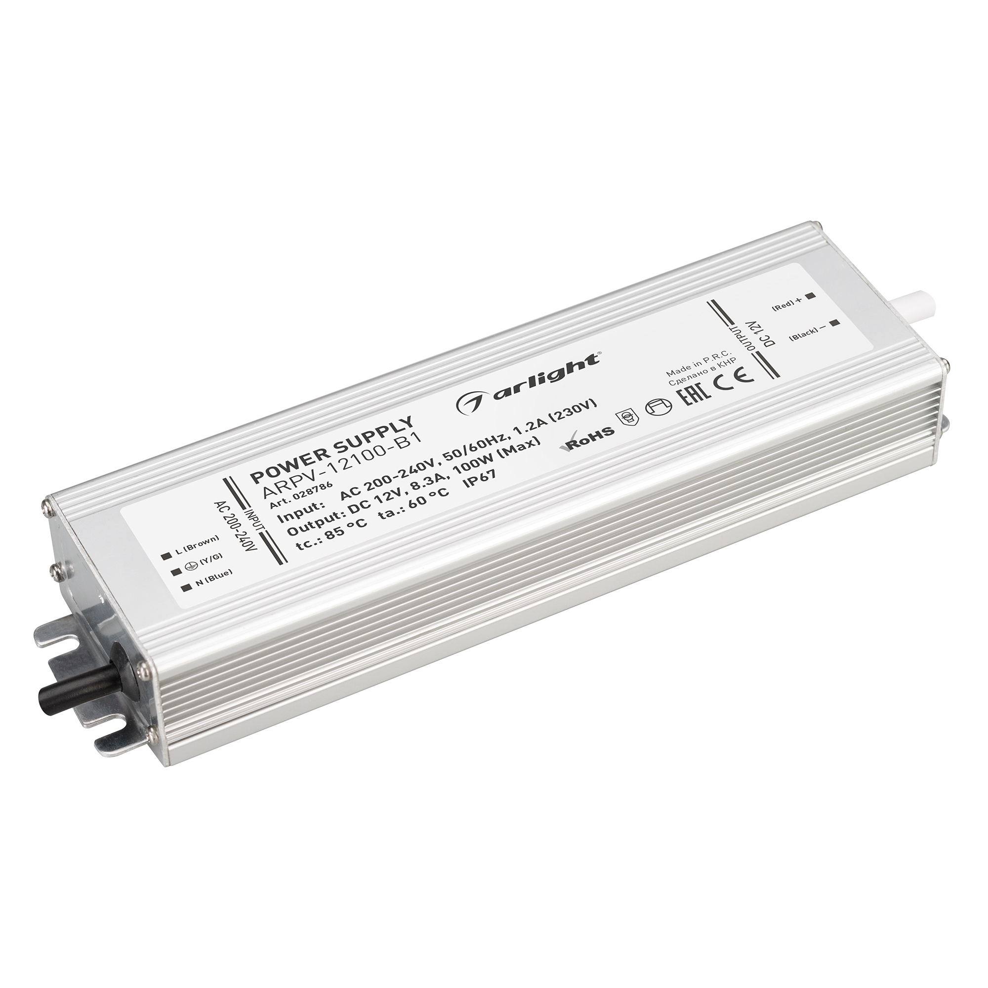 Изображение товара Arlight Блок питания ARPV-12100-B1 (12V, 8,3A, 100W) (IP67 Металл, 3 года)