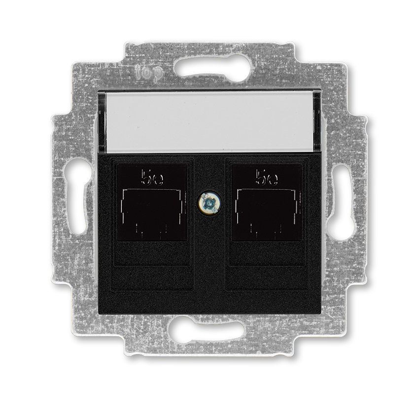 Изображение товара ABB EPJ Levit антрацит / дымчатый чёрный Розетка компьютерная, 2хRJ45 кат,5e, антрацит