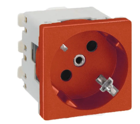 Изображение товара Simon Connect Красная Розетка 2P+E Schuko, 16А 250В, 45х45мм, винтовые клеммы