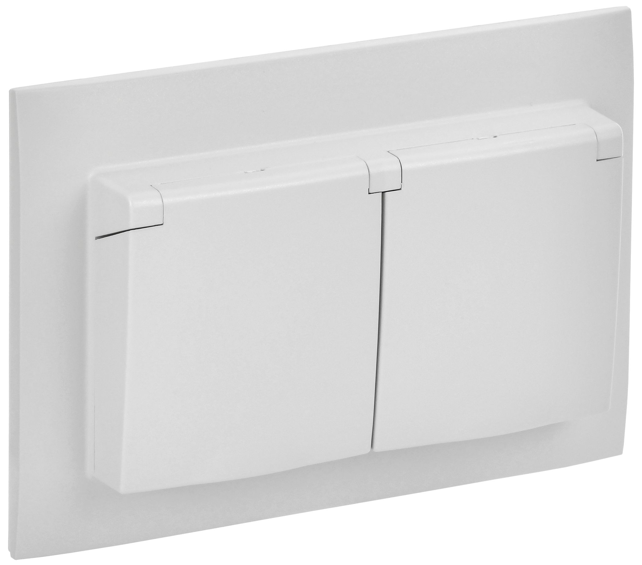 Изображение товара IEK SKANDY Арктический белый Розетка 2-ая с/з с крышкой 16А в сборе IP44 SK-R12W