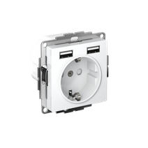 Изображение товара Systeme Electric AtlasDesign Белый Розетка SO + USB A+A, 5В/2,4А, 2х5В/1,2А, механизм