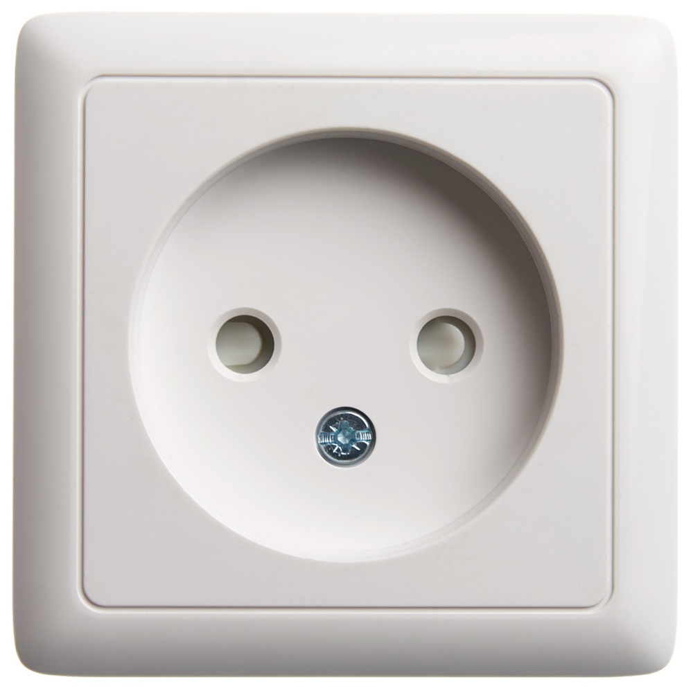 Изображение товара Розетка открытой установки без заземления со шторками SYSTEME ELECTRIC ХИТ белая 250 В 10 А