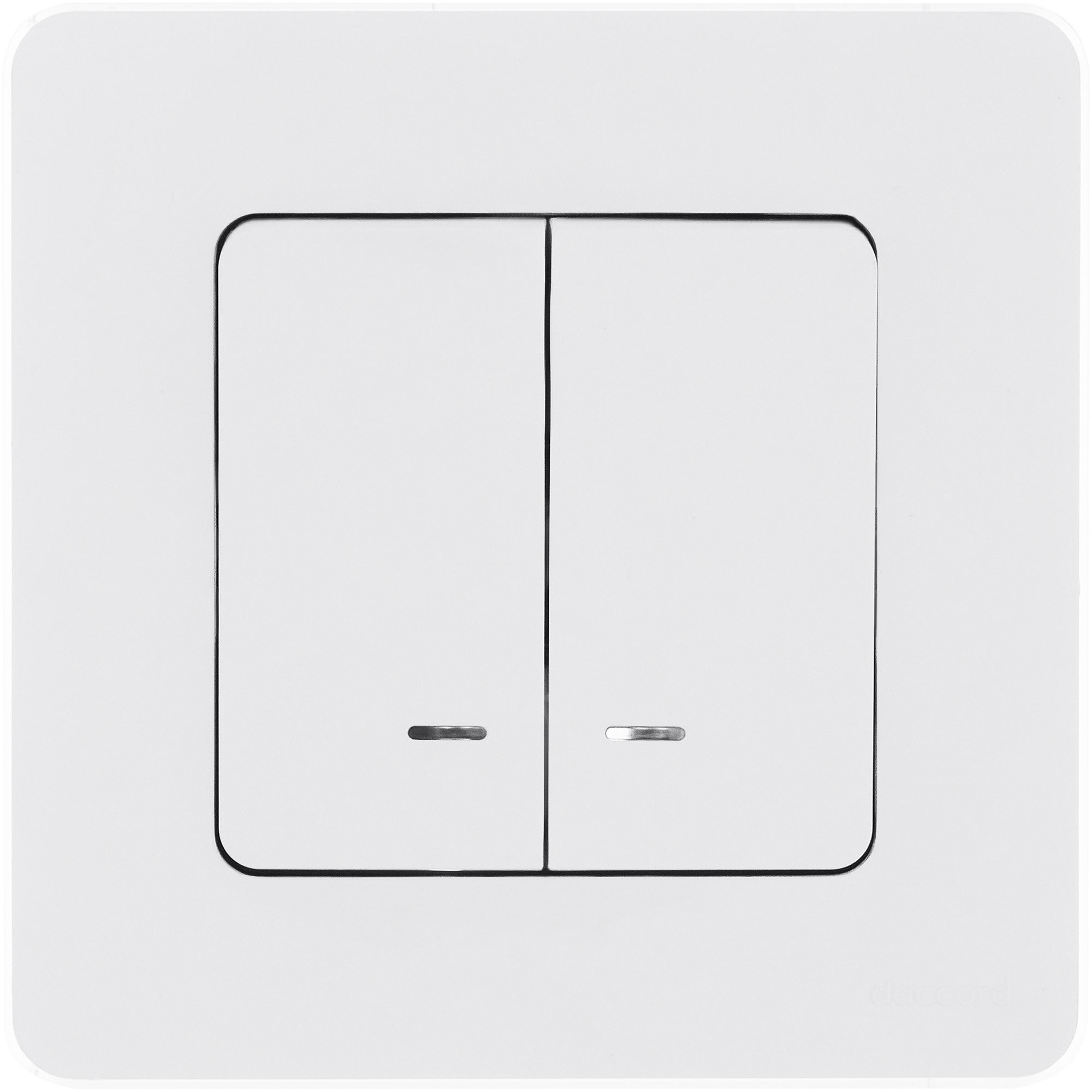 Изображение товара Legrand/Daccord INSPIRIA Белый Выключатель двухклавишный с подсветкой/индикацией 10 AX - 250 В.