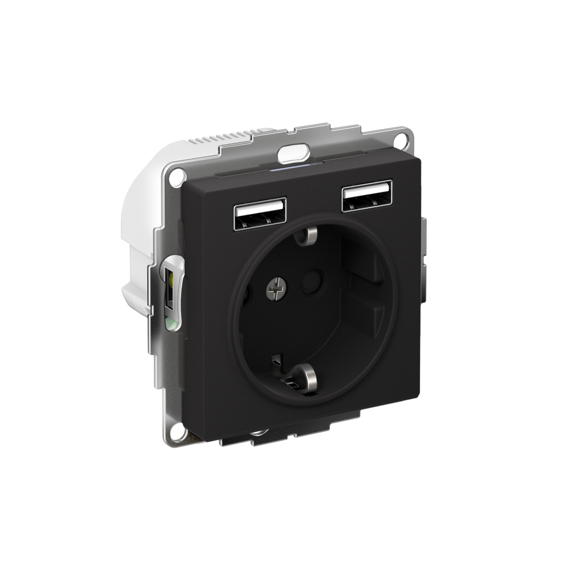 Изображение товара Systeme Electric AtlasDesign Карбон SO + USB Розетка A+A, 5В/2,4А, 2х5В/1,2 А, механизм