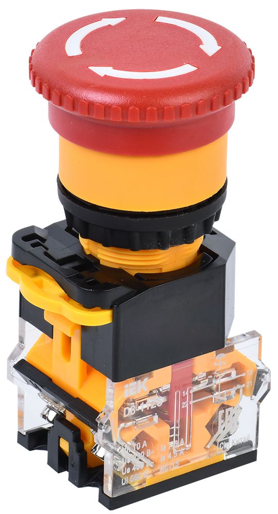 Изображение товара IEK Кнопка D8-11ZS "Грибок" d=22мм 1з+1р поворотная сфиксацией красная