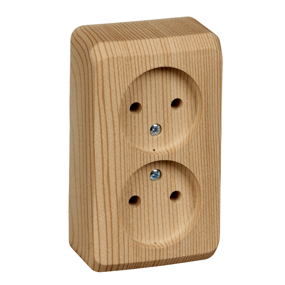 Изображение товара Розетка System Electric ЭТЮД сосна, 2 места, открытая установка