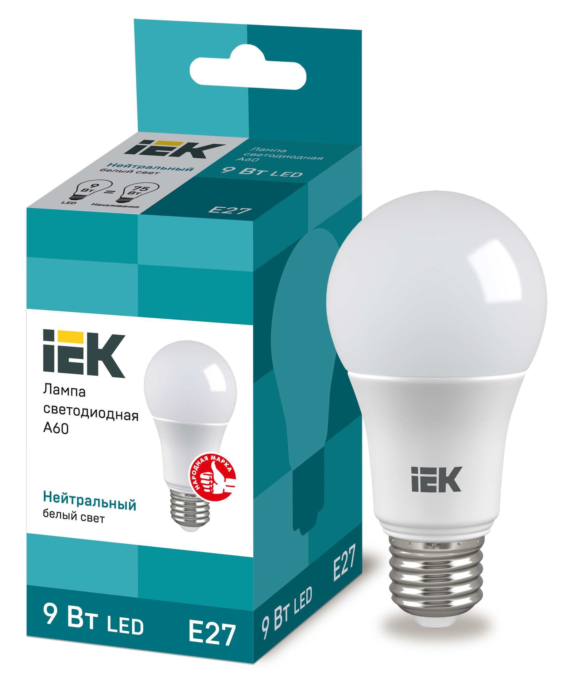 Изображение товара IEK Лампа светодиодная ECO A60 шар 9Вт 230В 4000К E27