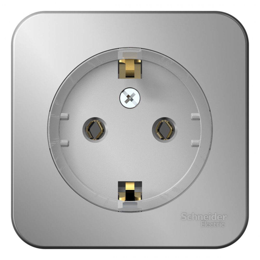 Изображение товара Systeme Electric Blanca наруж Алюминий Розетка с/з без шторок, (тонкая) 16А, 250В изолир. пластина