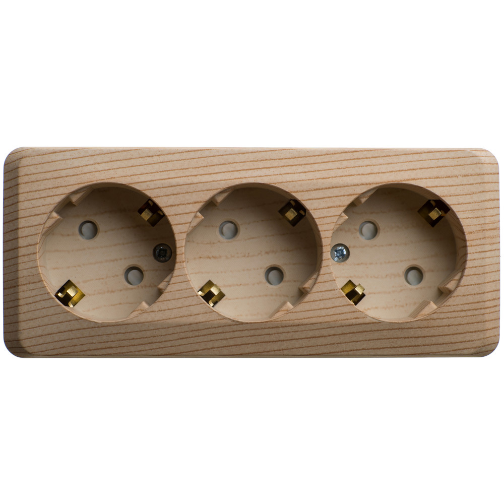 Изображение товара Systeme Electric Этюд наруж Сосна Розетка 3-ая с/з со шторками 16А 250B