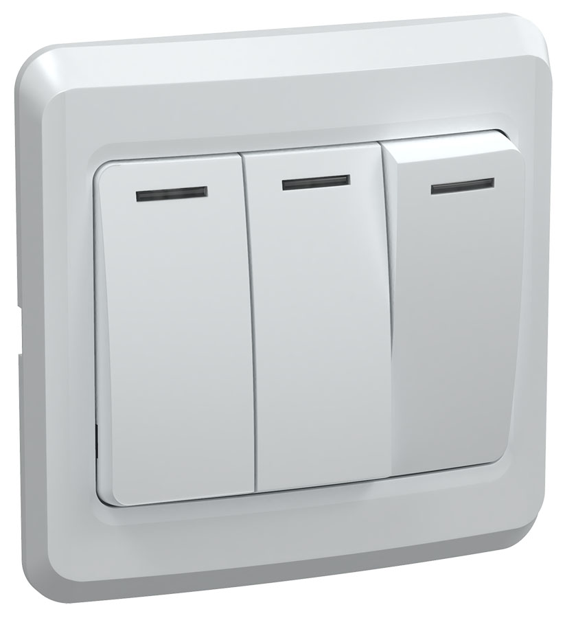 Изображение товара Выключатель 3-кл. VEGA GENERICA ВС10-3-0-ВБ, 10A, белый