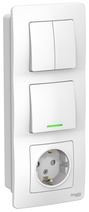 Изображение товара Systeme Electric Blanca внутр Бел Блок: Розетка з/к шт 16А, 250В+выкл 1кл.с подсветкой+выкл 2кл.