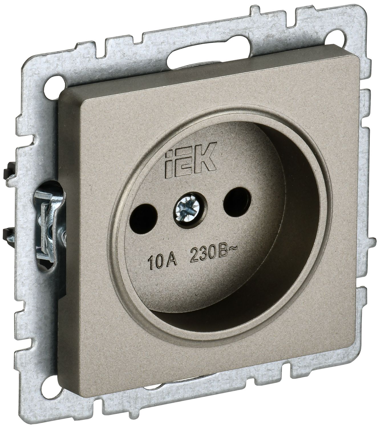 Изображение товара IEK BRITE BASE Шампань Розетка 1-м б/з без защ. Штор. 10А РС10-1-0-БрШ Изображение товара IEK BRITE BASE Шампань Розетка 1-м б/з без защ. Штор. 10А РС10-1-0-БрШ