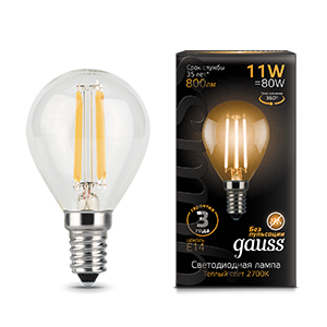Изображение товара Gauss Filament Ball 11W E14 720 lm 2700K LED