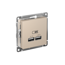 Изображение товара Systeme Electric AtlasDesign Песочный Розетка USB A+A, 5В/2,1 А, 2х5В/1,05 А, механизм