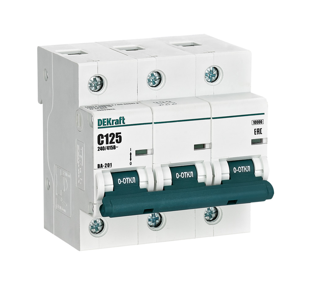 Изображение товара Dekraft ВА-201 3P125С автомат 125A 10кА 400В