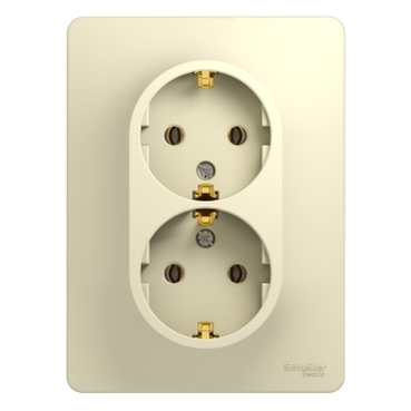 Изображение товара Розетка двойная Glossa с заземлением 250В 16А бежевый
