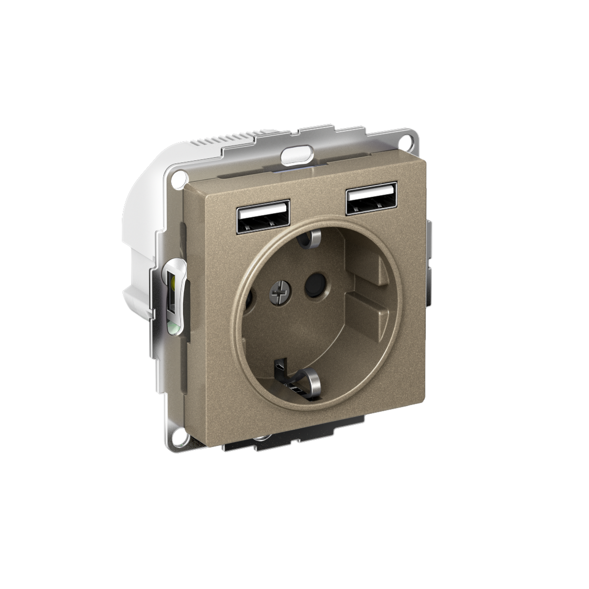 Изображение товара Systeme Electric AtlasDesign Шампань SO + USB Розетка A+A, 5В/2,4А, 2х5В/1,2А, механизм