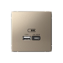 Изображение товара Systeme Electric ArtGallery Шампань USB Розетка A + тип-C 45Вт высокоскор.заряд. QC, PD, механизм