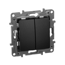 Изображение товара Legrand Etika Антрацит Переключатель 2-клавишный, 10А, авт. клем.