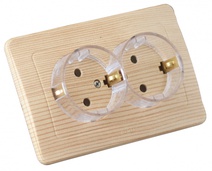 Изображение товара Hegel Мастер внутр Сосна РС16-382-02 Розетка с/з двойная, со шторками