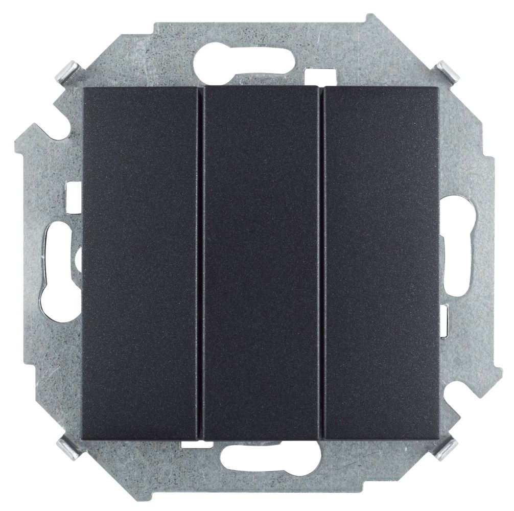 Изображение товара Simon 15 Графит Выключатель 3-клавишный, 10А, 250В, винт. зажим