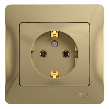 Изображение товара Systeme Electric Glossa Титан Розетка с/з (в сборе с рамкой)