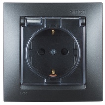 Изображение товара Simon 15 Розетка IP44 с крышкой, заземлением и шторками Schuko 2Р+Е 16A 250В~ моноблок