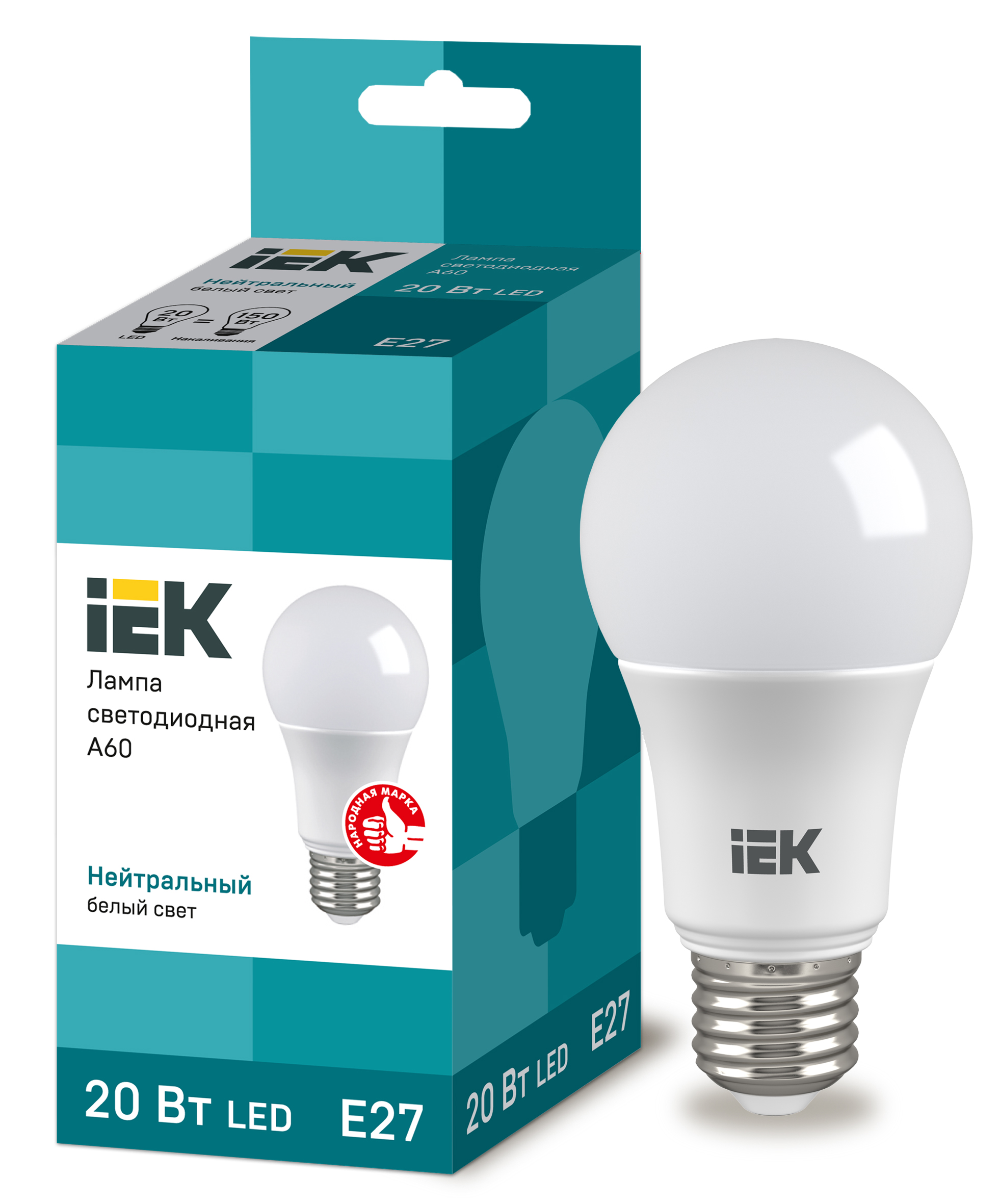 Изображение товара IEK Лампа светодиодная ECO A60 шар 20Вт 230В 4000К E27