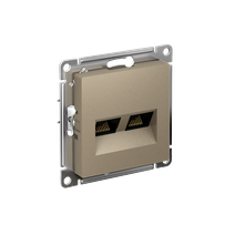 Изображение товара Systeme Electric AtlasDesign Шампань Розетка двойная компьютерная RJ45+RJ45, кат.5E, механизм