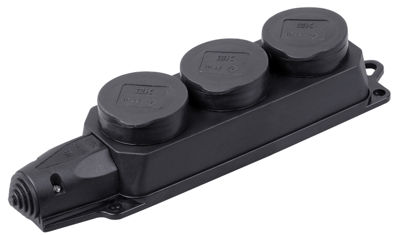 Изображение товара IEK OMEGA РБ33-1-0м — розетка 3 гнезда IP44