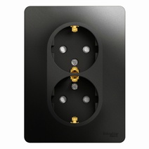 Изображение товара Systeme Electric Glossa Антрацит Розетка 2-ая с/з со шторками, 16А (в сборе)