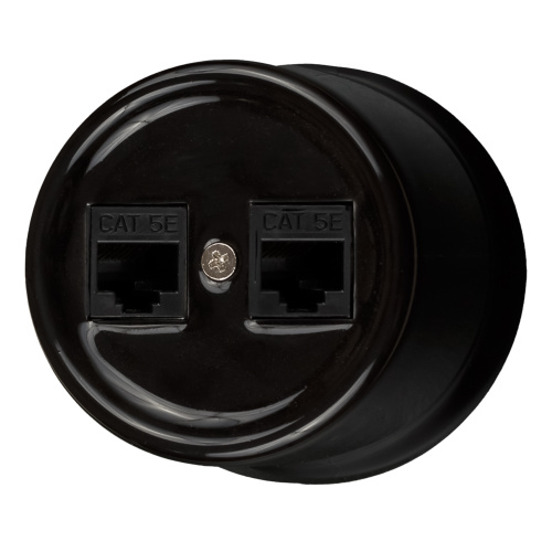 Изображение товара BIRONI Лизетта Керамика Черный Розетка 2-ая RJ45