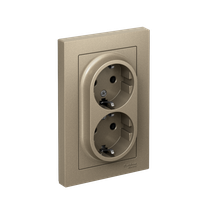 Изображение товара Systeme Electric AtlasDesign Шампань Розетка с/з двойная, 16А, в сборе