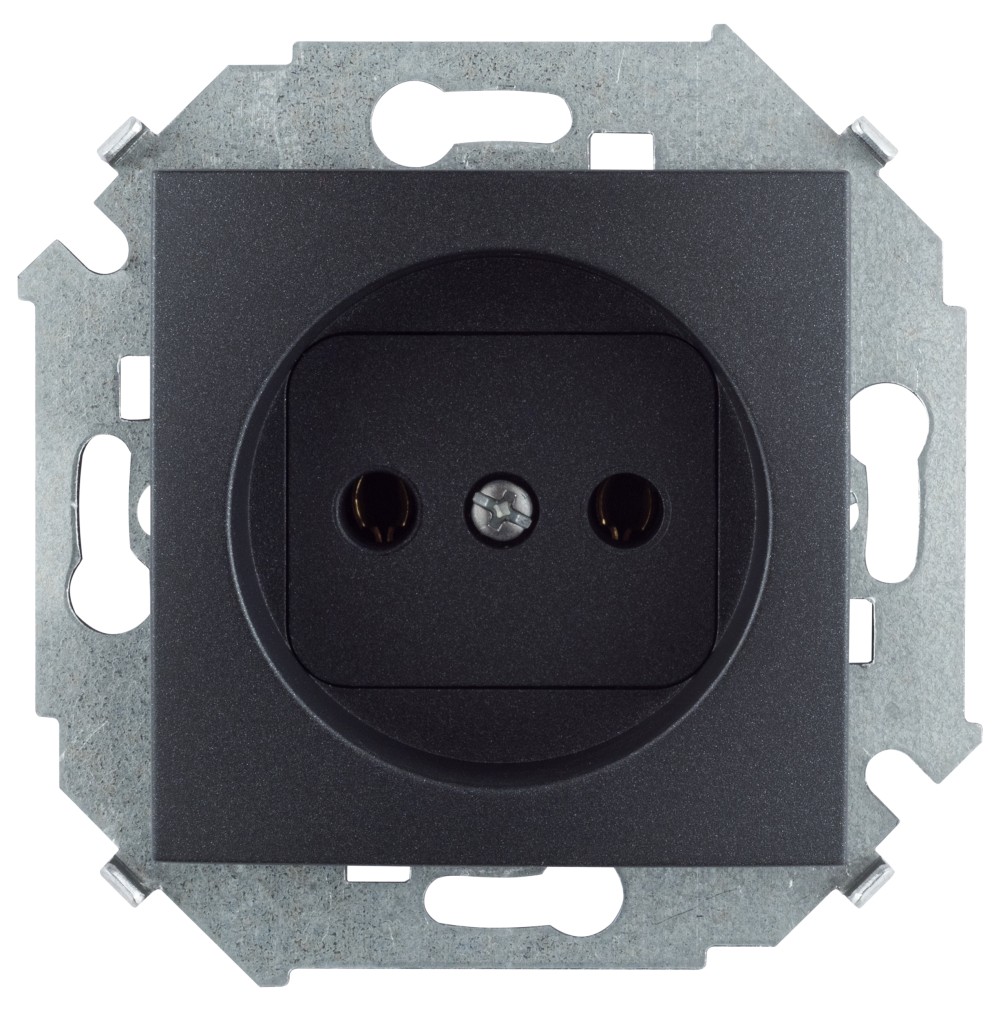 Изображение товара Simon 15 Графит Розетка без заземления 2P, 16А, 250В, винт. зажим