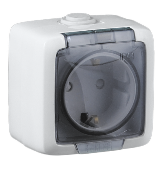 Изображение товара Hegel Альфа IP44 наруж Белая РА16-211 Розетка с/з, брызгозащищенная