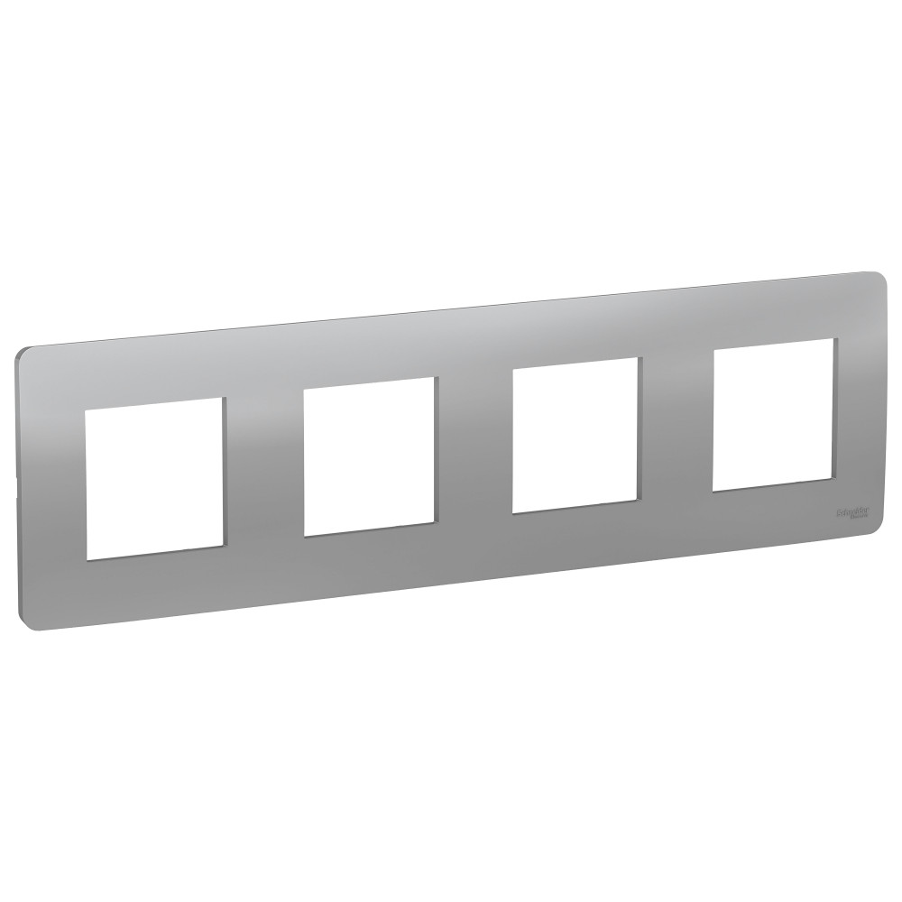 Изображение товара Рамка 4-ная UNICA STUDIO Schneider Electric Алиминий - современная декоративная рамка