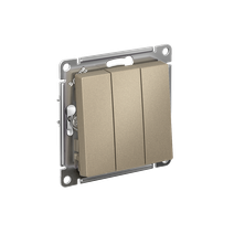 Изображение товара Systeme Electric AtlasDesign Шампань Выключатель 3-клавишный сх.1+1+1, 10АХ, механизм
