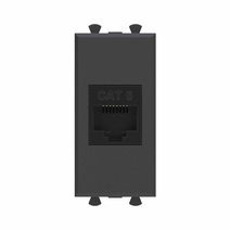 Изображение товара DKC Avanti Компьютерная розетка RJ-45 без шторки модульная ,кат.6, "Черный матовый", 1 модуль