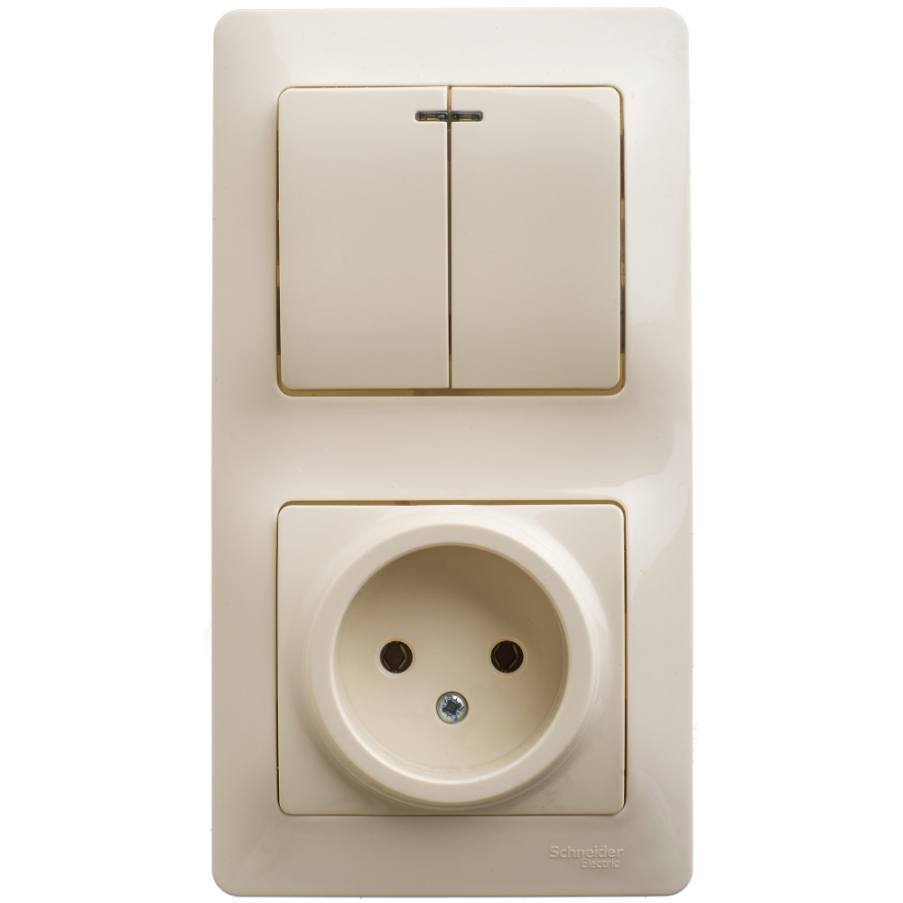Изображение товара Systeme Electric Glossa Беж Блок: розетка и 2-кл. выключатель Изображение товара Systeme Electric Glossa Беж Блок: розетка и 2-кл. выключатель