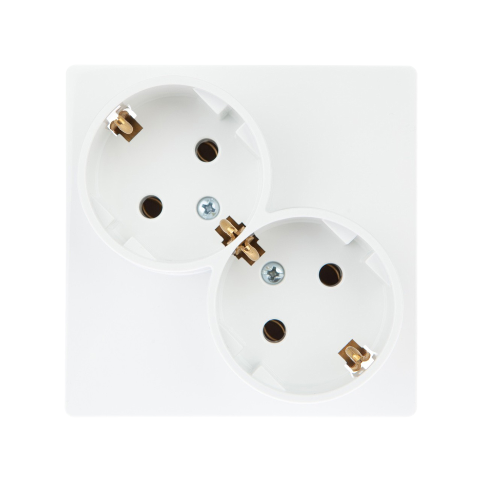 Изображение товара Simon 24 Белая Розетка 2Х2К+3 Sсhuko без защитных шторок