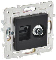 Изображение товара IEK SKANDY Черный Розетка двойная TV+RJ45 кат.5E SK-A14Bl