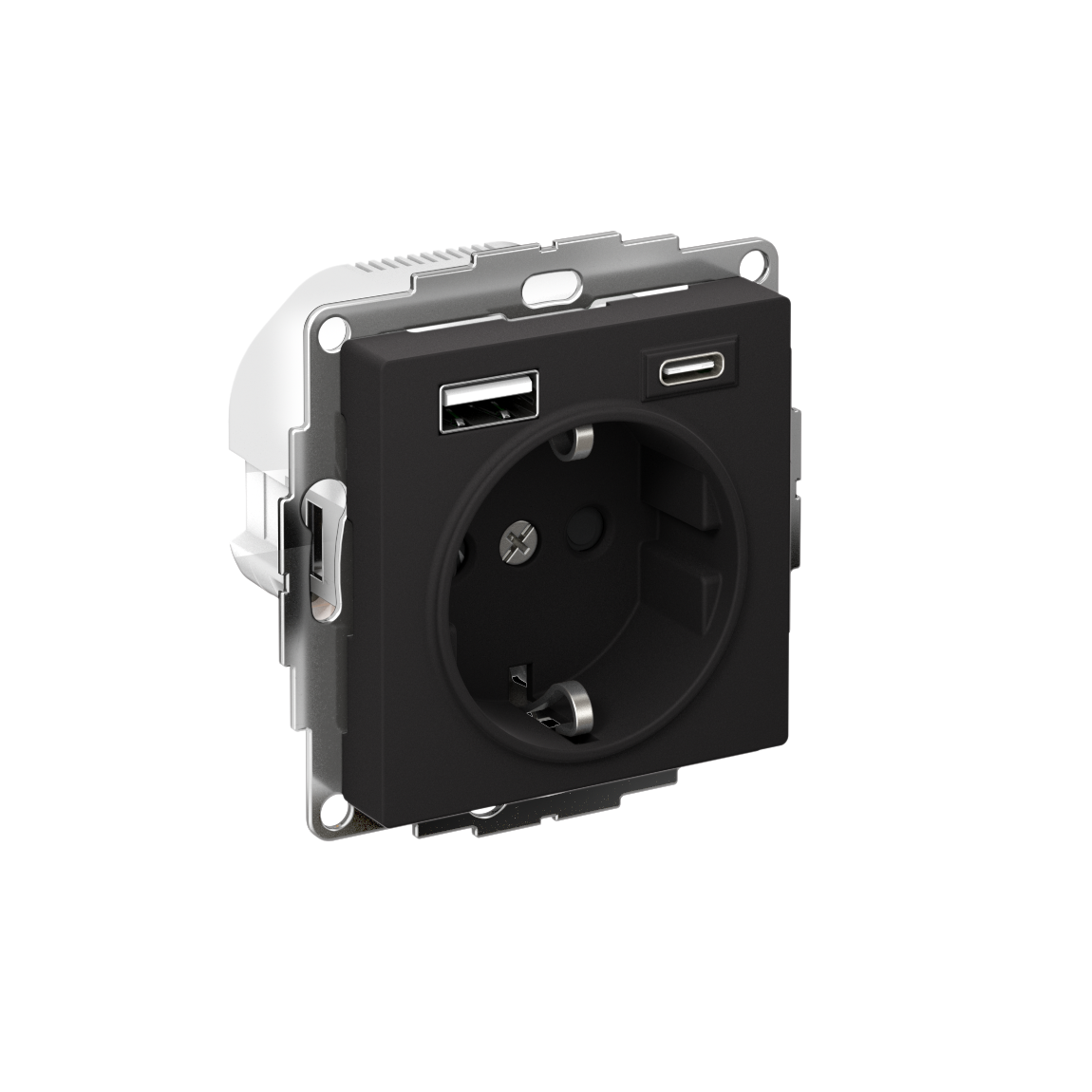 Изображение товара Systeme Electric AtlasDesign Карбон Розетка 16А с USB A+C (5В/2,4А/3 А, 2х5В/1,5А), мех
