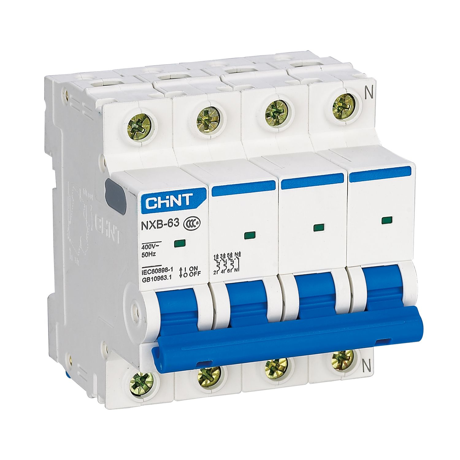 Изображение товара CHINT NXB-63S 4P 4A 4. 5kA C(R) - автомат 4-полюсный