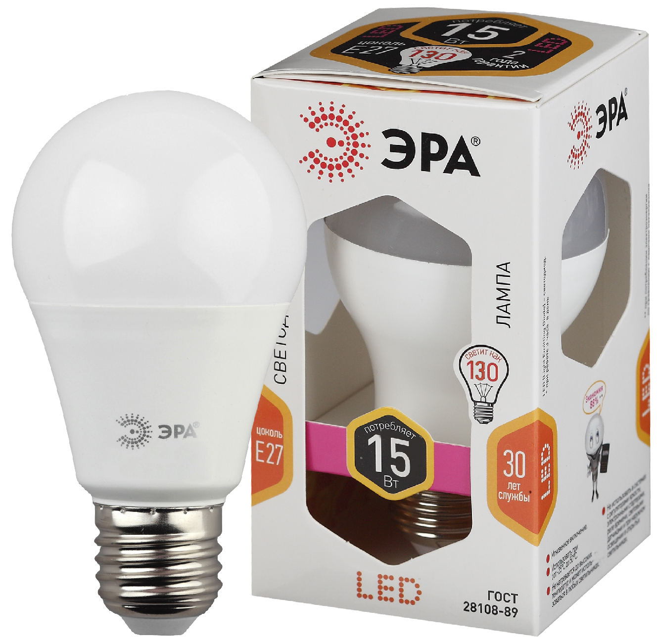 Изображение товара ЭРА STD LED A60-15W-827-E27 - 15W, 2700K, E27, 1200 лм