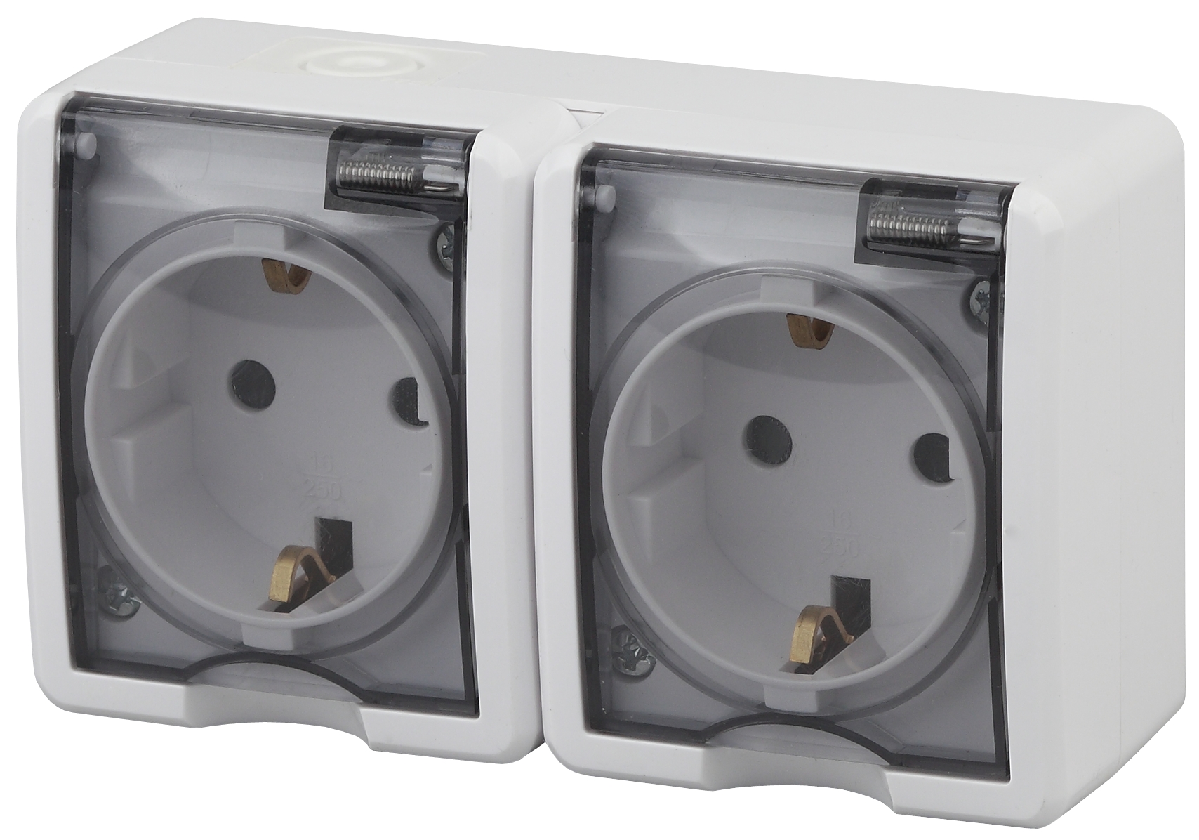 Изображение товара Эра Розетка Эксперт 11 2403 01 двойная с заземлением IP54 16A 250V белая