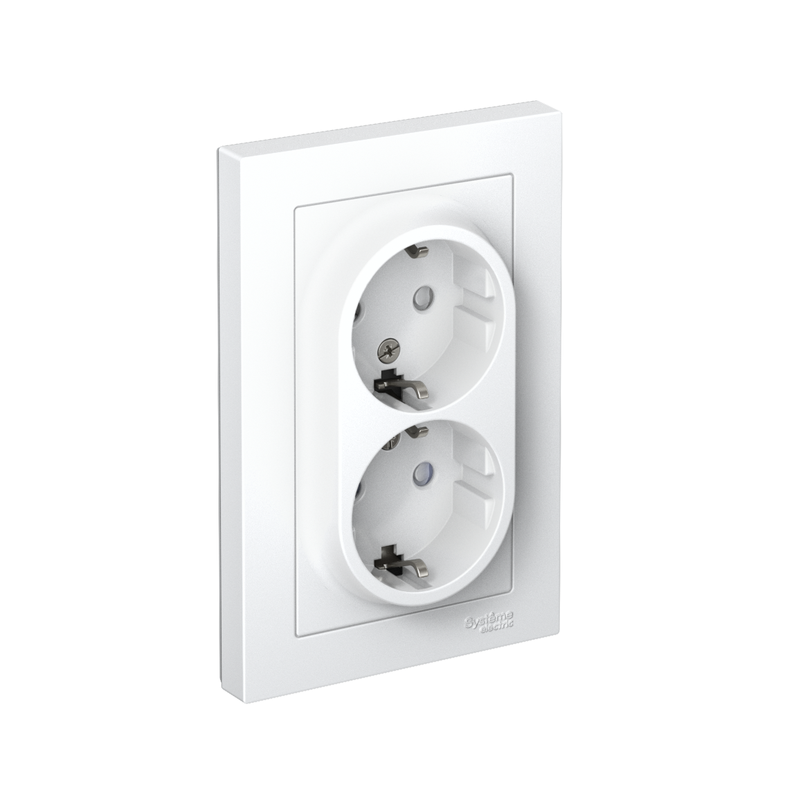 Изображение товара Система Electric AtlasDesign Бел розетка с заземлением двойная со шторками 16 А