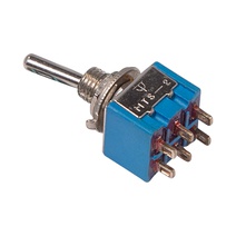 Изображение товара REXANT Тумблер 250V 3А (6c) ON-OFF-ON двухполюсный Micro.